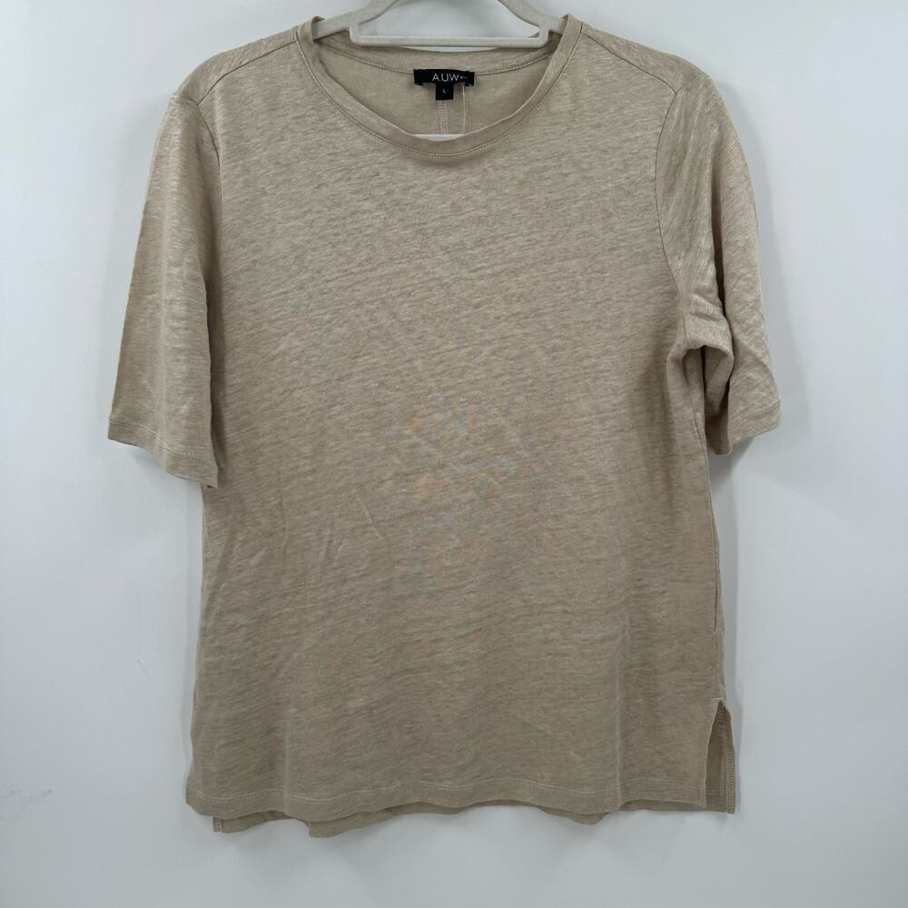 NWOT AUW cream and gold 100% linen blouse